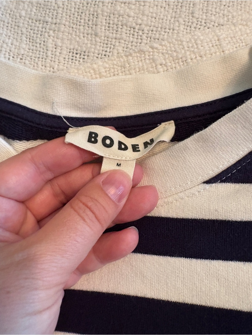 Boden Women’s Navy & White Striped Crewneck Sweatshirt size M - Picture 3 of 3